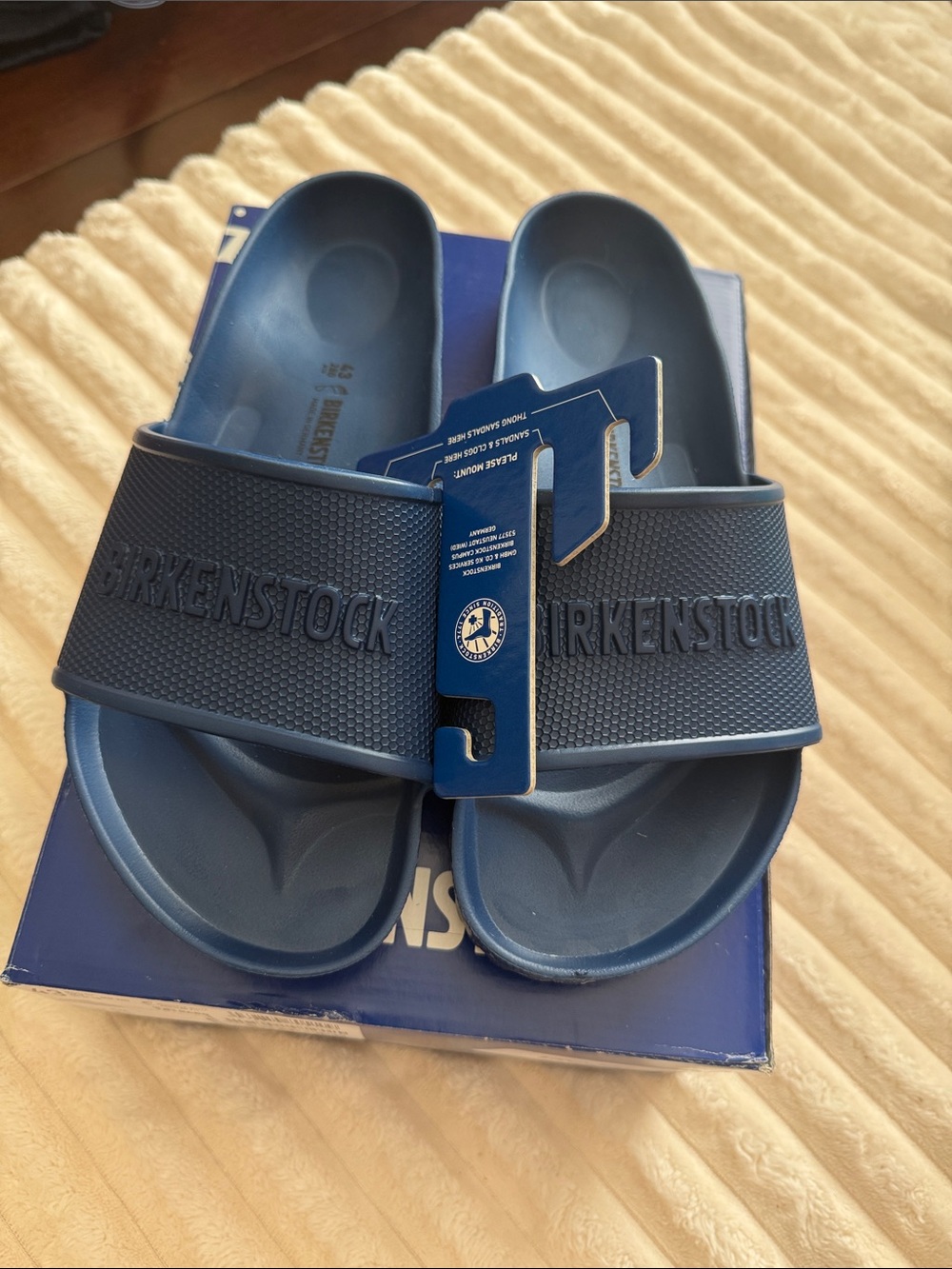 Birkenstock Men’s Navy Blue Slide Sandals